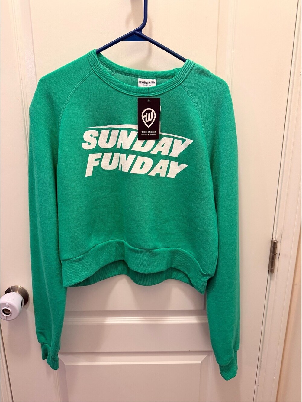 Where I'm From Sunday Funday Cropped Sweatshirt Green Women's Size M
